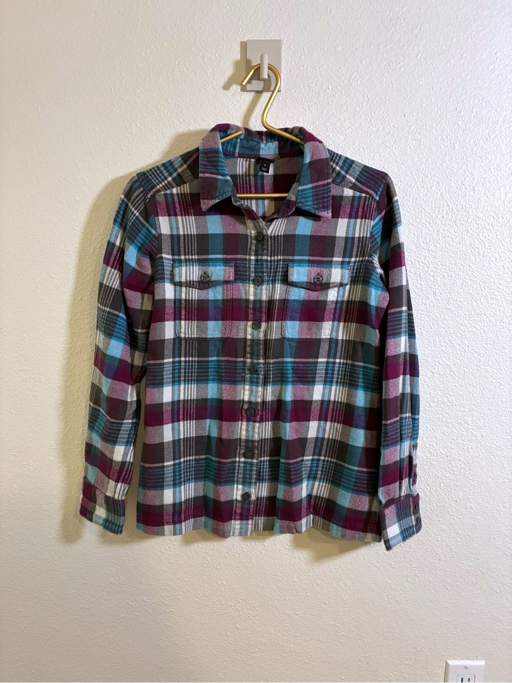 Patagonia Women’s Fjord Organic Cotton Plaid Flannel Shirt Size 0